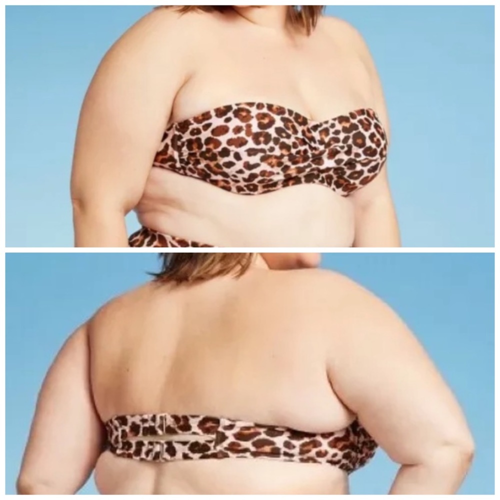 16W 18W Kona Sol Animal Print Twist Front Bikini Swim Top Plus Size